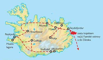 Poznávací zájezd Island - lodí a letecky, Mapa