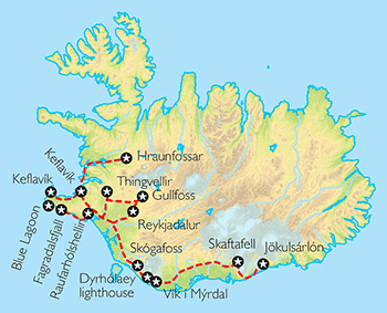 Poznávací zájezd Krásy Islandu, Mapa