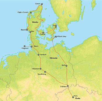 Poznávací zájezd Německem do dánského království + ostrov Helgoland, Mapa