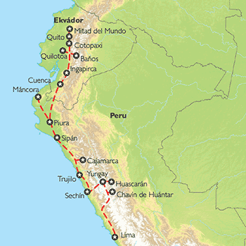 Poznávací zájezd Z Limy na rovník, Mapa