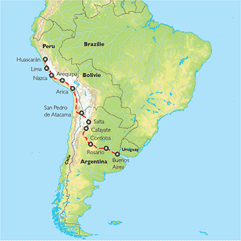 Poznávací zájezd Od Huascaránu do Buenos Aires, Mapa