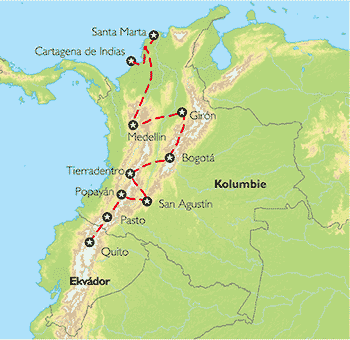 Poznávací zájezd Tajemná Kolumbie, Mapa