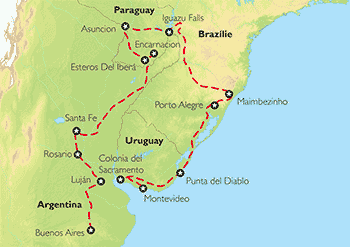 Poznávací zájezd Z Buenos Aires do Montevidea, Mapa