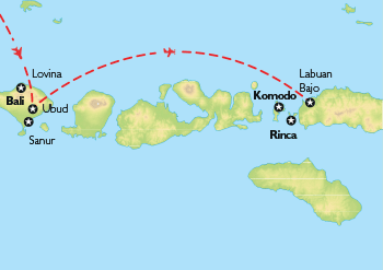 Poznávací zájezd  <small>nehotelbusový zájezd</small>Bali – Komodo - na Ostrov Bohů za komodskými draky, Mapa
