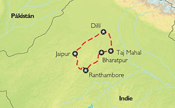 Poznávací zájezd  <small>nehotelbusový zájezd</small>Indie s Evou Modrou, Mapa